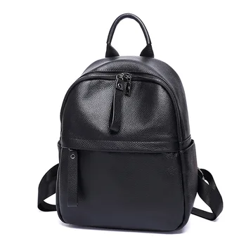 

genuine leather backpack women black female backpack bag for women casual back pack ladies leather bagpack