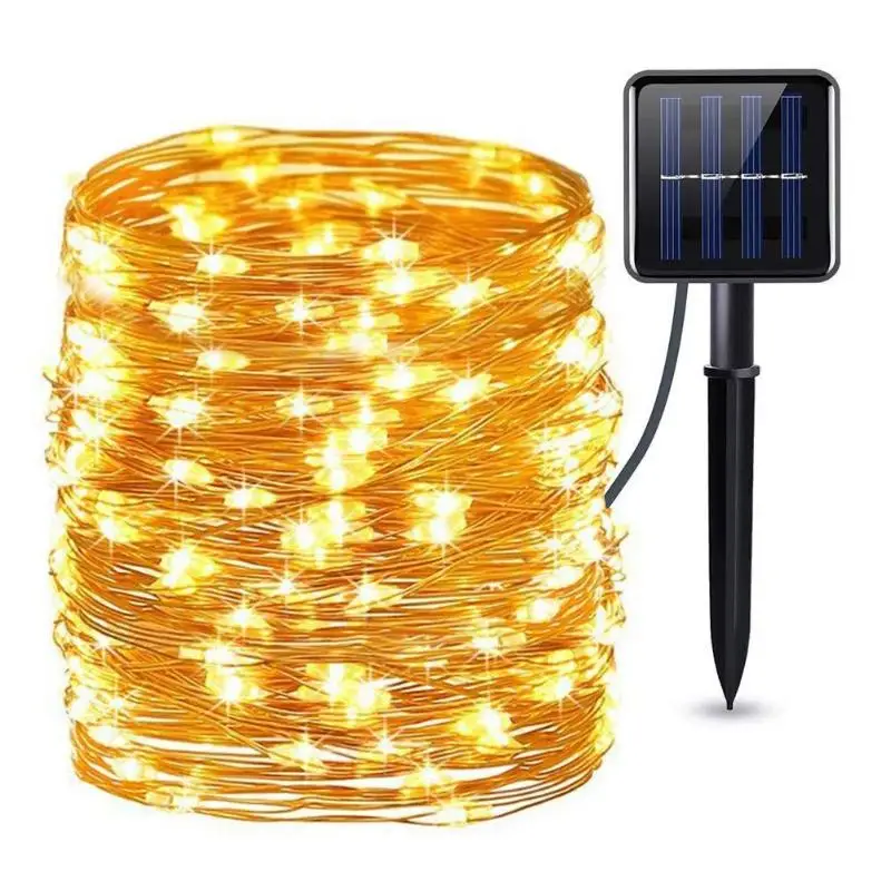 10m 15m 20m Copper Wire Waterproof Solar LED Outdoor String Lights Decoration Low Power Consumption High Brightness - Испускаемый цвет: Warm white-20m