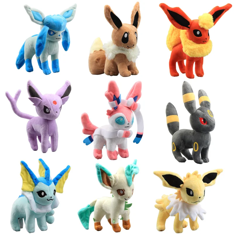 9 шт./компл. " 20 см Eevee плюшевые куклы игрушки стоя Sylveon Umbreon Eevee Espeon из анимационного сериала" Вапореон Flareon Мягкие куклы подарок для детей