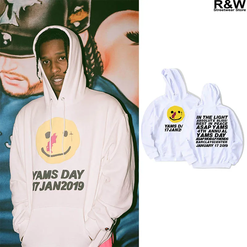 

Asap rocky vintage Summer hoodies smile yams men women hiphop streetwear boy clothes mob travis scotts astroworld