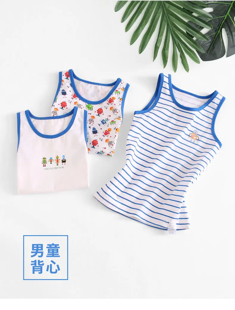 A Class Childrenswear Kids' Waistcoat Pure Cotton BOY'S Sports Big Boy Cartoon Camisole Outer Wear Baby Underwear