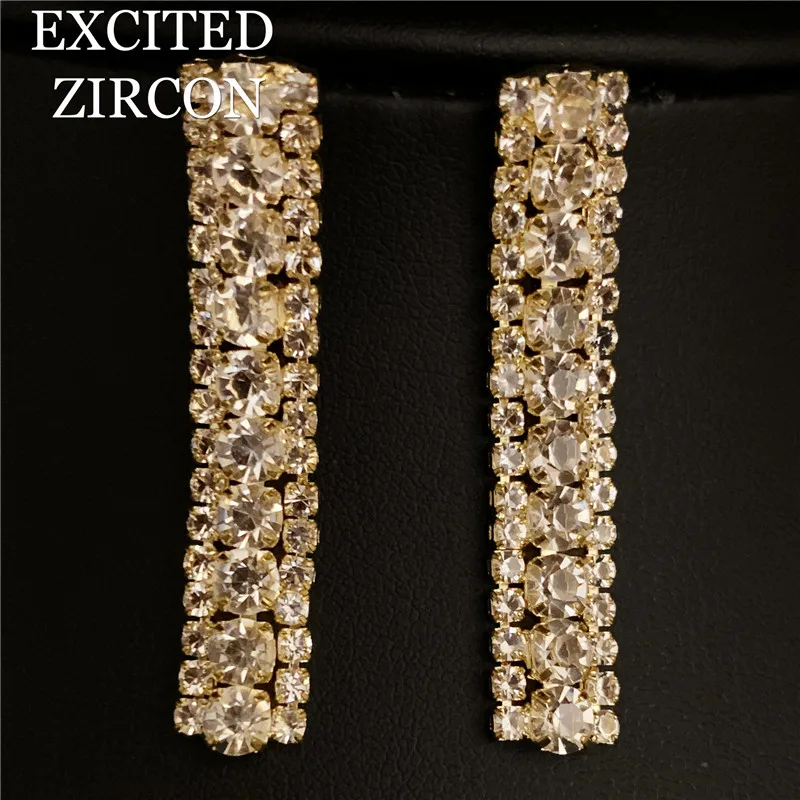 Women’s Exquisite Jewelry Set Wedding Bride Bridesmaid Party Jewelry Zircon Rhinestone Stud Earrings and Necklace Gift