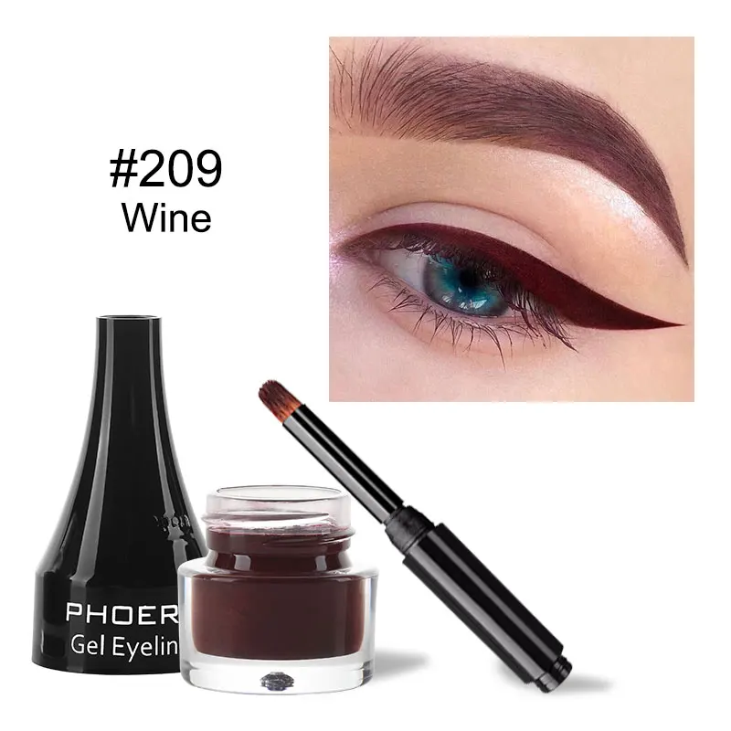 Phoera Kleurrijke Eyeliner 10 Kleuren Waterproof Eyeliner Gel Met Borstel Langdurige Eye Liner Cream Makeup Tools Vrouwen Cosmetica