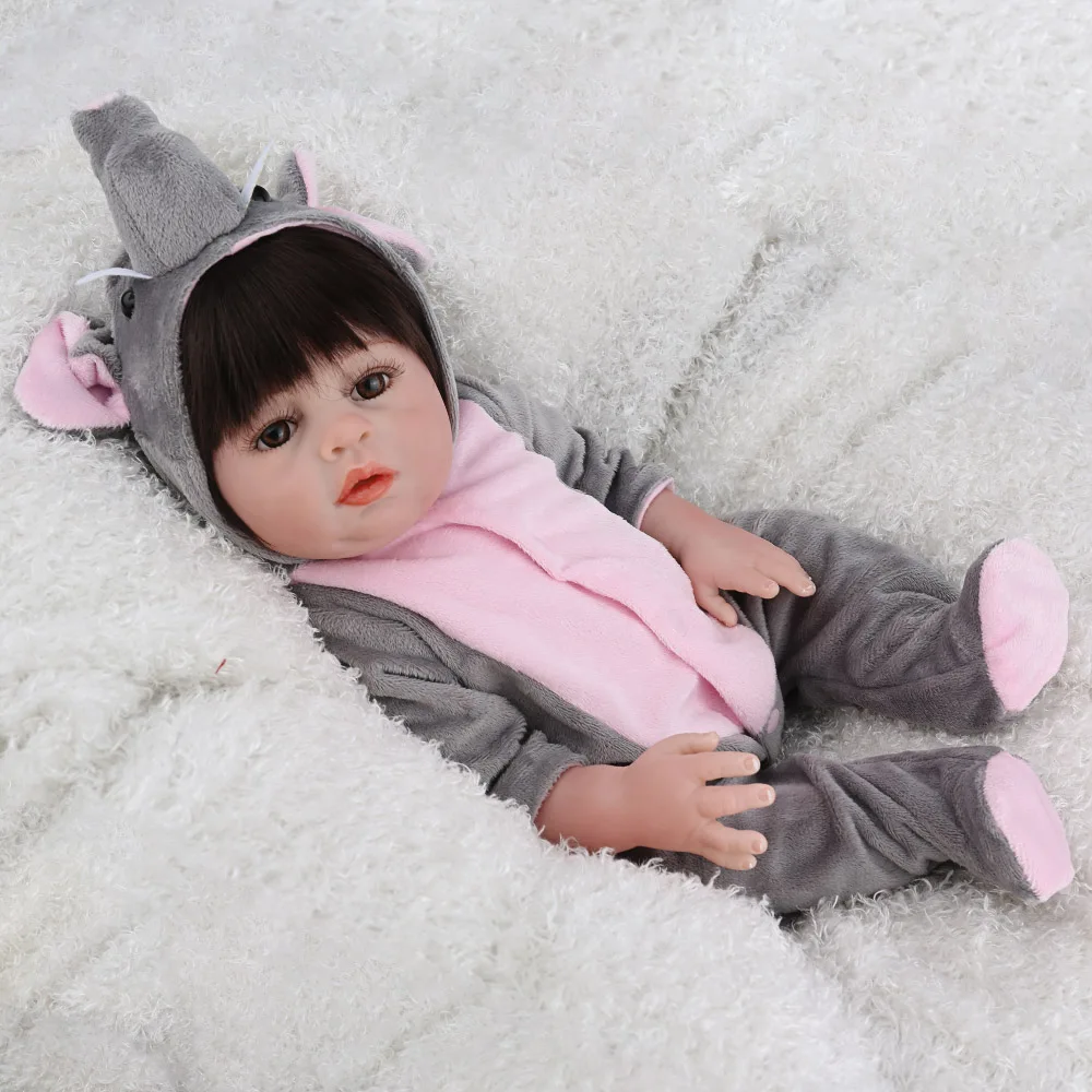 Виниловая игрушка для ванны, кукла-Слон, мультипликационный наряд, Bebe Reborn, 47 см, силиконовые куклы для девочек, кукла для новорожденных, игрушка для детей