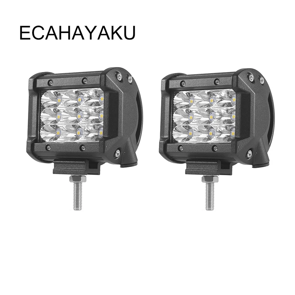 ECAHAYAKU 2 шт. 4 дюйма 27 Вт Автомобильный светодиодный световой бар IP68 6000 К точечный луч для внедорожной лодки 4WD полицейский автомобиль спасательный автомобиль 12 В/24 В светодиодный светильник