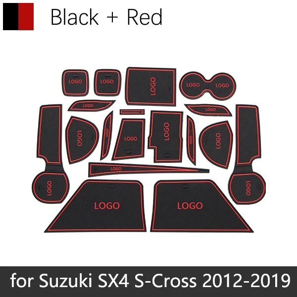 Противоскользящие резиновые чашки подушки Салонные подложки для Suzuki SX4 S-Cross Maruti SX-4 SX 4 S Крест и перекрестными~ аксессуары - Название цвета: Красный