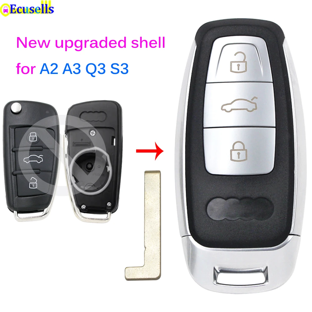 New Upgraded Car Remote Key Shell Keyless Smart Case for Audi A3 A2 Q3 S3 RS3 Cover HAA Uncut | Автомобили и мотоциклы