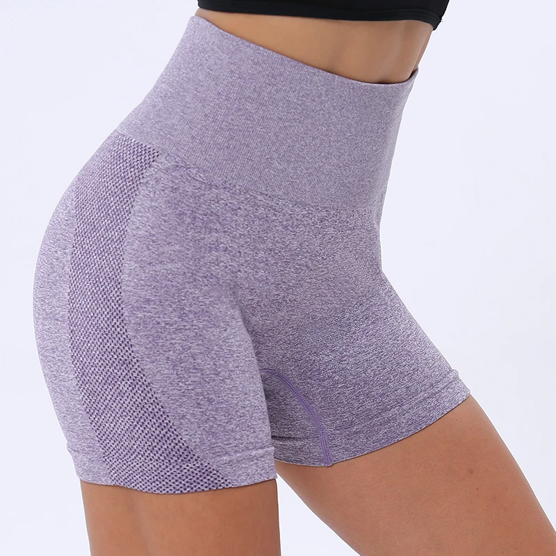 Pantalones cortos deportivos sin costuras para mujer, de cintura alta, con realce, ajustados para entrenamiento, 2020