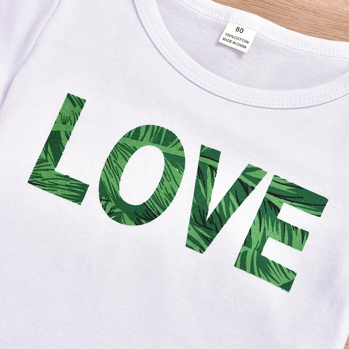 Костюм для девочек Новая летняя Освежающая футболка с надписью «LOVE» повязка на голову с бантом-бабочкой и зелеными листьями модное платье