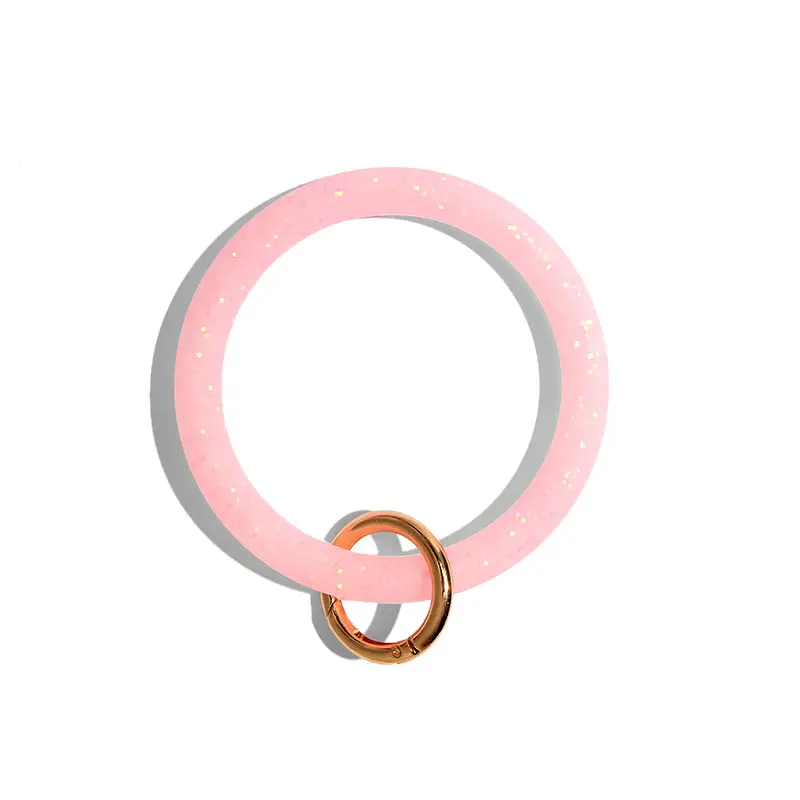 JUST FEEL Блестящий силиконовый браслет для брелка Модный женский подарок на заказ увеличенный круг на запястье брелок унисекс аксессуары - Цвет: 407PK