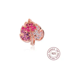 Подходит Пандора браслеты бусины из стерлингового серебра 925 очаровательный, с мелкими драгоценными камнями сверкающие проложить лист подвески бусины для изготовления ювелирных изделий kralen perle