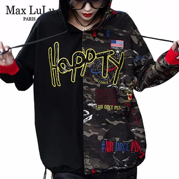 

Max LuLu New 2020 European Fashion Designer Spring Ladies Gothic Sweatshirt Women Denim Patchwork Hooded Hoodies Vintage Clothes