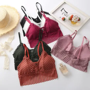 

Drop Ship Back Cross Buckle Lace Bralette Female Sexy Bras Solid Wire Free Bra Ultrathin Brassiere Push Up Underwear Lingerie