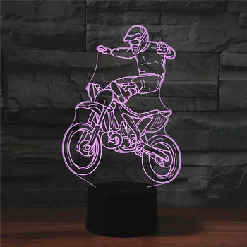 

WENHSIN New Motorcycle Stunt Model 3D Lights Colorful Touch Switch Crack LED Vision Night Light