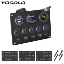 Voltímetro Digital YOSOLO doble puerto USB 12V salida combinación impermeable coche barco LED basculante interruptor Panel