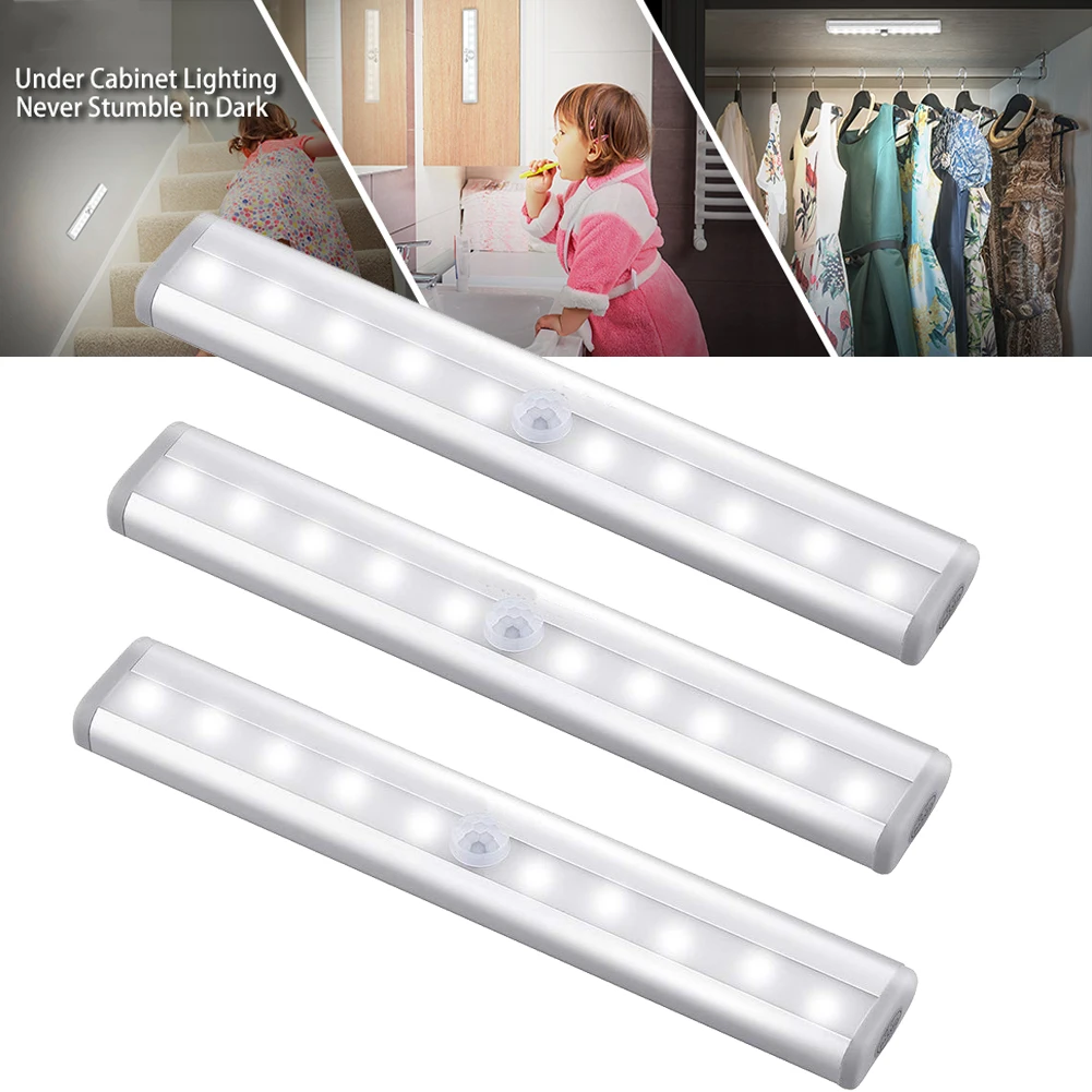 

GO FOLLOW Under Cabinet Light PIR LED Motion Sensor Light Cupboard Wardrobe Bed Lamp LED Night Light for Closet Stairs Kitchen