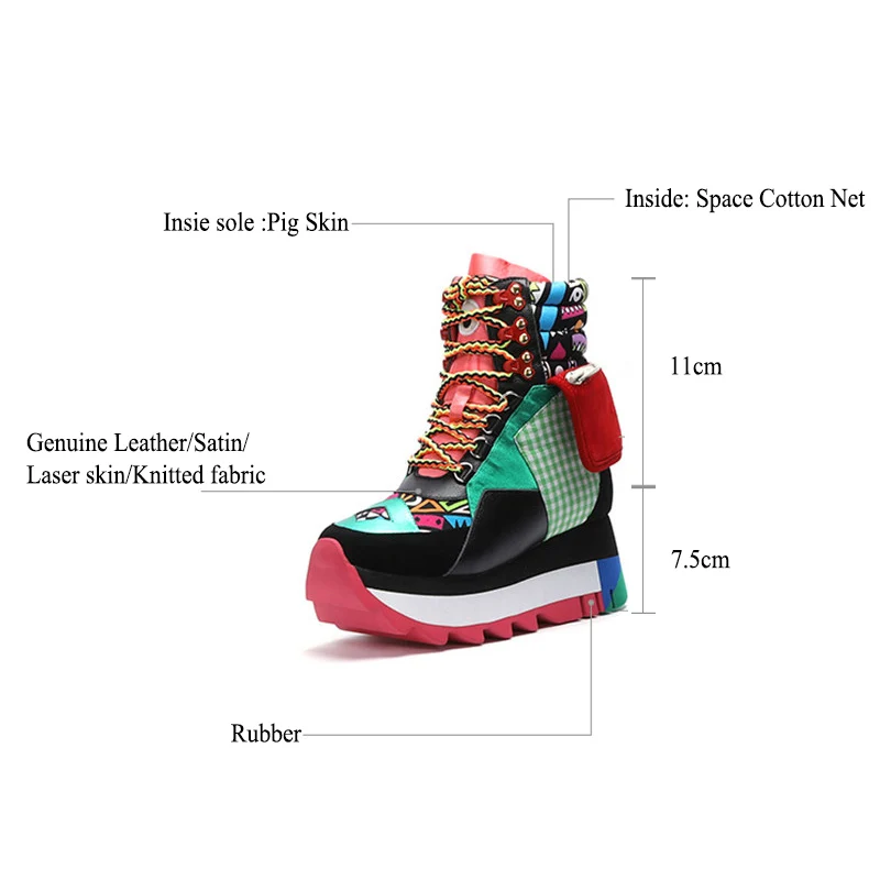 Genuine Leather Sneakers Women Trendy Increasing Dad Shoes Woman Fashion Thick Sole Ladies Platform Shoe Laces Zapatillas Mujer