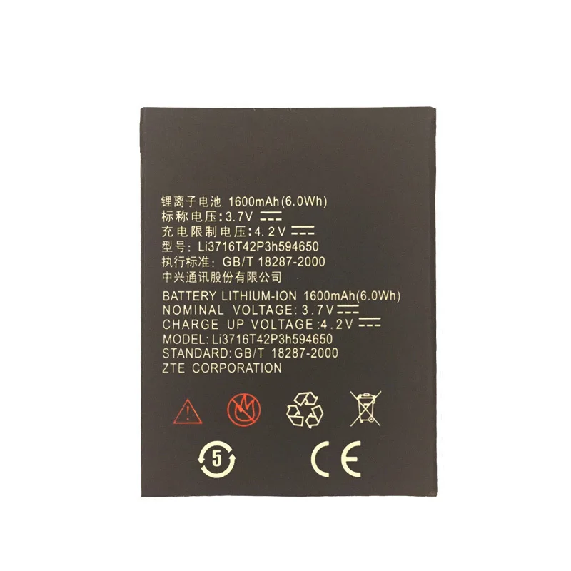 1600 мАч Новый Батарея LI3716T42P3h594650 для zte U970 v807 V930 U930 N970 V970 V889S V889M U795 телефон батареи |