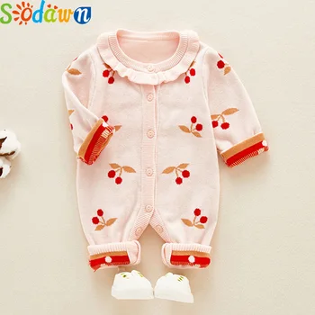 

Sodawn Baby Rompers 0-24M Newborn Girl Boy Clothes Autumn Winter Fruit Print Knitted Cotton Long Sleeve Jumpsuit Outfit Clothes