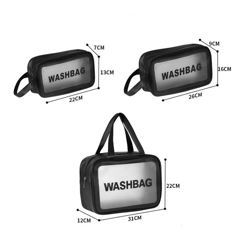 PU Women Travel Storage Bag Toiletry Organize Waterproof PVC Cosmetic Bag Portable Transparent MakeUp Bag Female Wash Bag 6