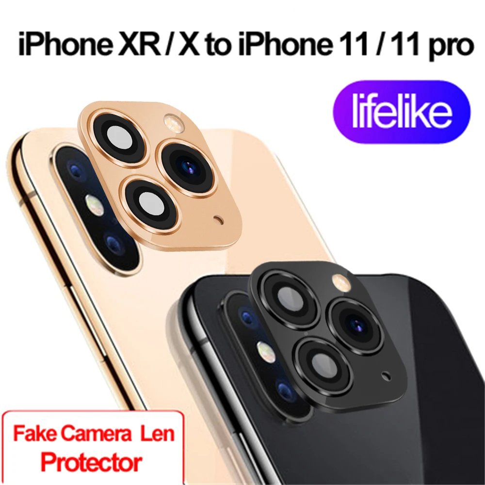 smartphone camera lens For iPhone XR X to iPhone 11 Pro Max Luxury Fake Camera Lens Sticker Seconds Change Cover Case Phone Upgrade Support Flash mobile micro lens