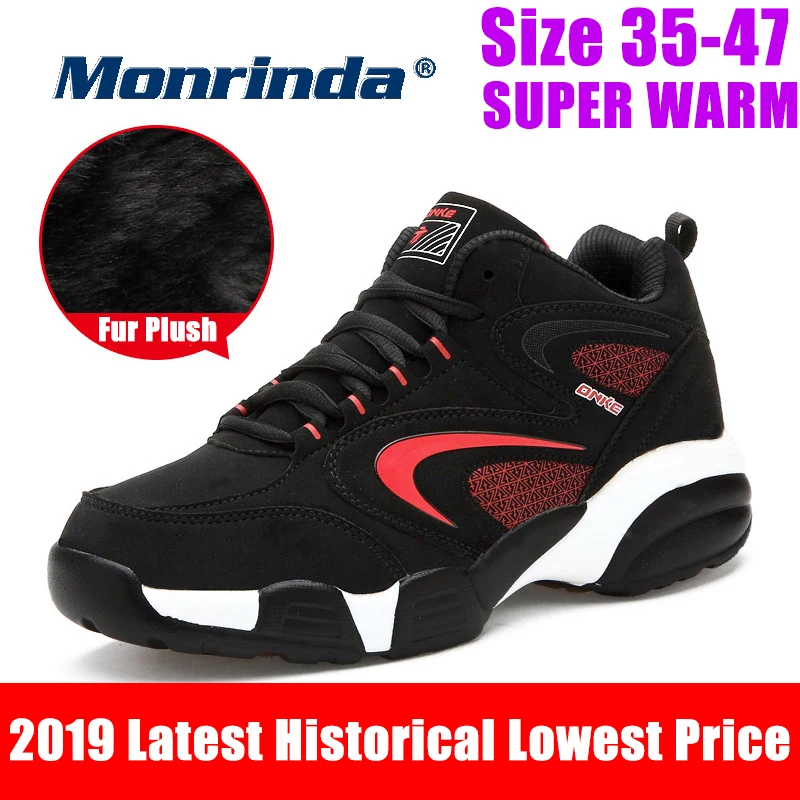 Monrinda/зимние кроссовки; очень теплая зимняя обувь; женские водонепроницаемые зимние ботинки; спортивная обувь унисекс; уличные модные женские ботинки; Размеры 35-47