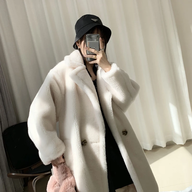 Teddy Coats Women Winter Oversized Long Pink Thick Faux Fur Teddy Jackets Ladies Warm Leopard Fur Coats Plush Overcoats