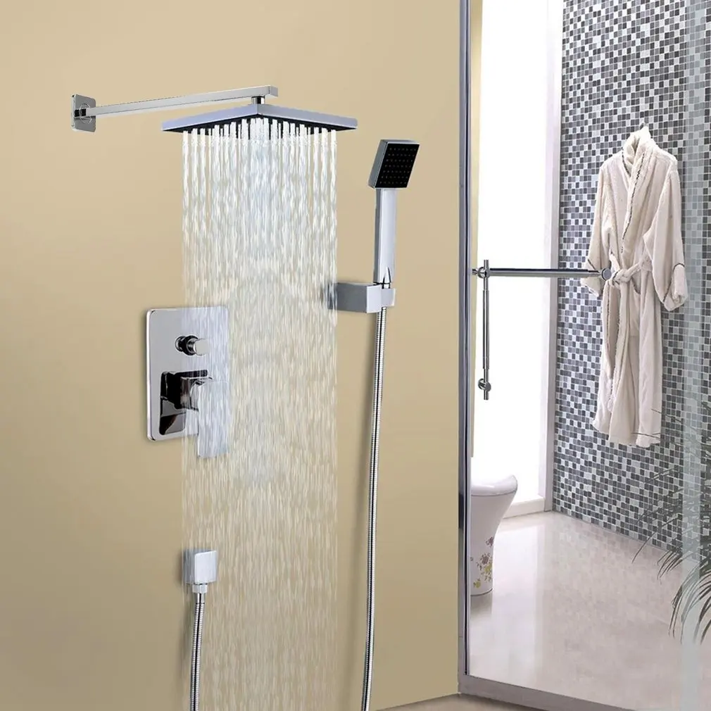 

Wall Mounted Rainfall Shower Head Arm Control Valve Handspray Faucet Set High Pressure Shower Set Bathroom Parts