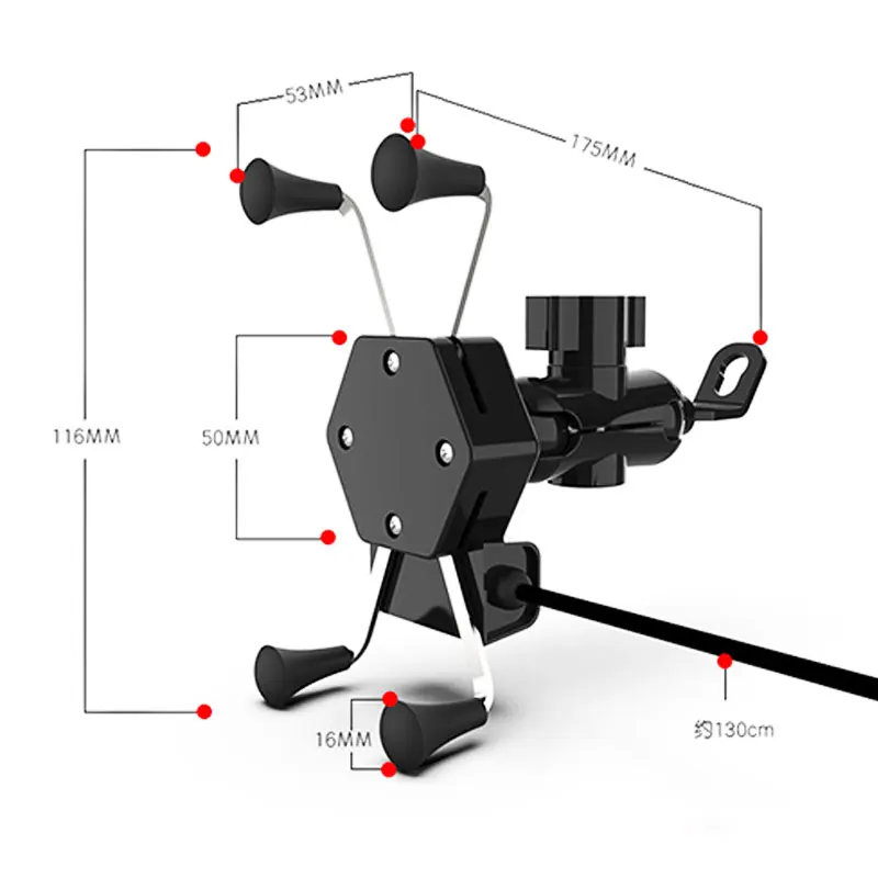 Универсальный держатель для мобильного телефона X-type для мотоцикла, скутера, быстрой зарядки, вращающийся на 360 градусов для 3-6,5 дюймов, держатель для мобильного телефона