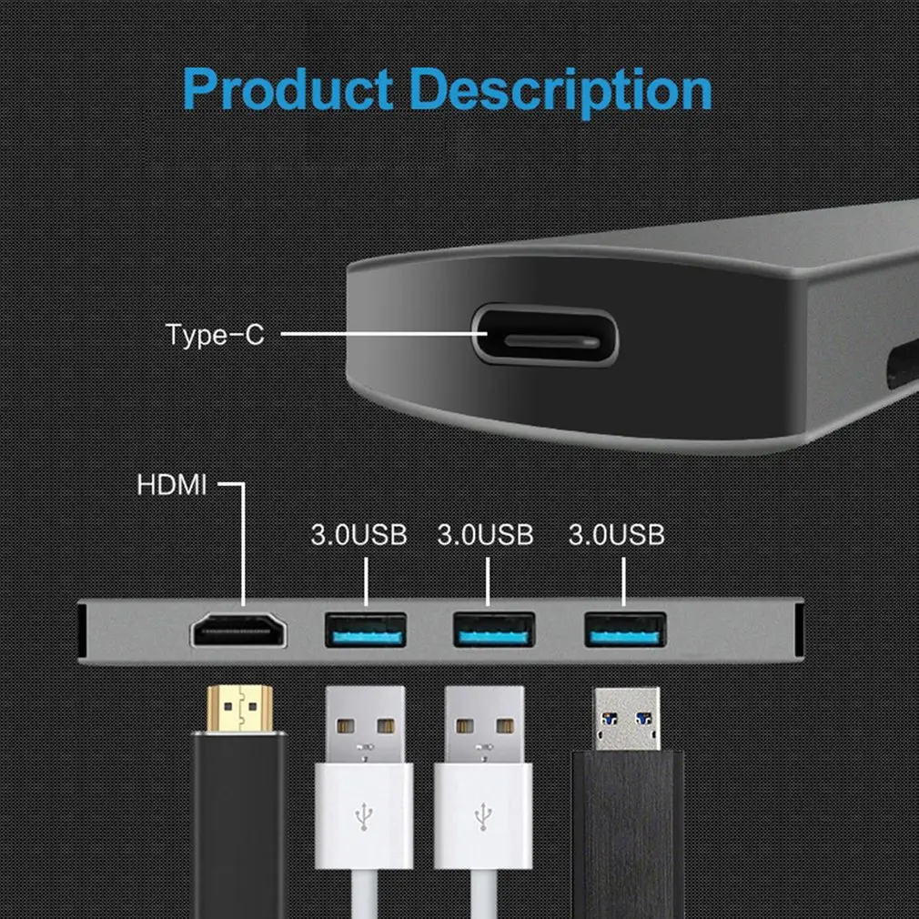 С 3 USB 3,0 usb-хаб USB 3,0 Многофункциональный кард-ридер тип-c до USB3.0+ USB2.0+ TF type C PD адаптер зарядный USB-C концентратор