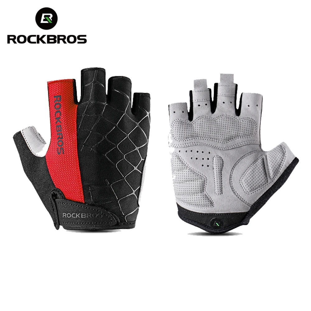 ROCKBROS Cycling Gloves Touch Screen GEL Bike Gloves Sport MTB Road Full Finger Hafl Finger Bicycle Gloves Men Guantes Ciclismo - Цвет: Half Finger-Red