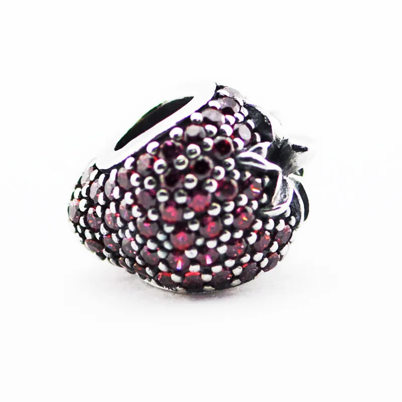 

Strawberry Beads Fit Charms Bracelets 100% 925 Sterling Silver Pave Charm for Jewelry Making free shipping YL394