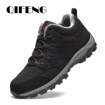 

Winter Men Casual Shoes Outdoor Thick Fur Snow Boots Botas Mujer Ankle Boots Women Black Sneaker Leather Wear Resistant Non-slip