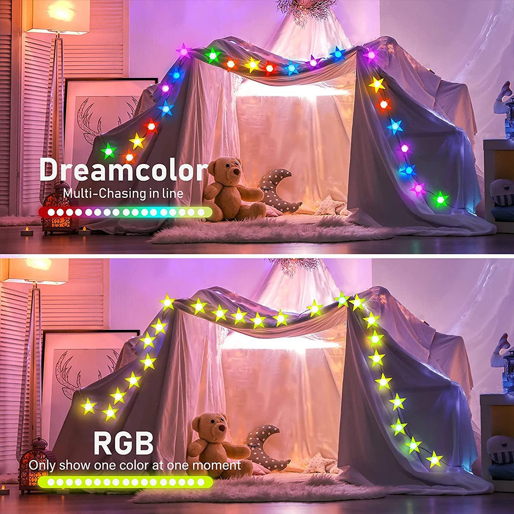 Smart Tuya Star Light String Χριστουγεννιάτικη διακόσμηση RGB Atmosphere LED Χάλκινο σύρμα WiFi Festoon Light Work With Alexa Google Home_voghion.com