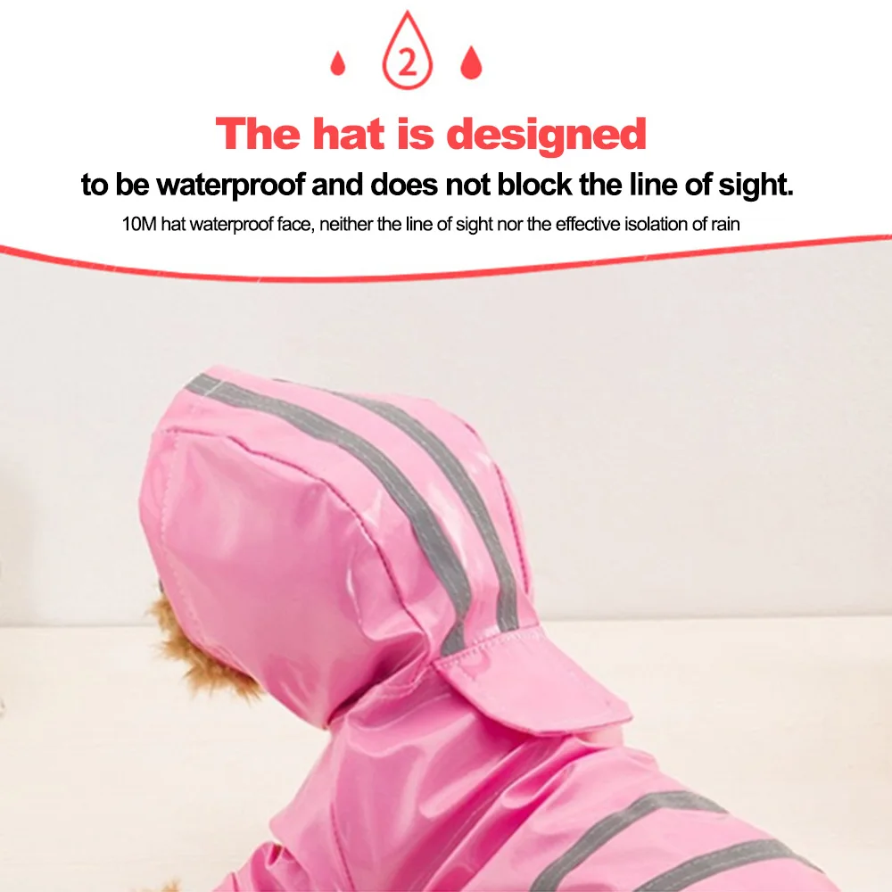 Waterproof Pet Dog Raincoat Puppy Rain Coat with Hood Reflective Waterproof Dog Clothes Grey Reflective Raincoa for Pet S/M/L/XL
