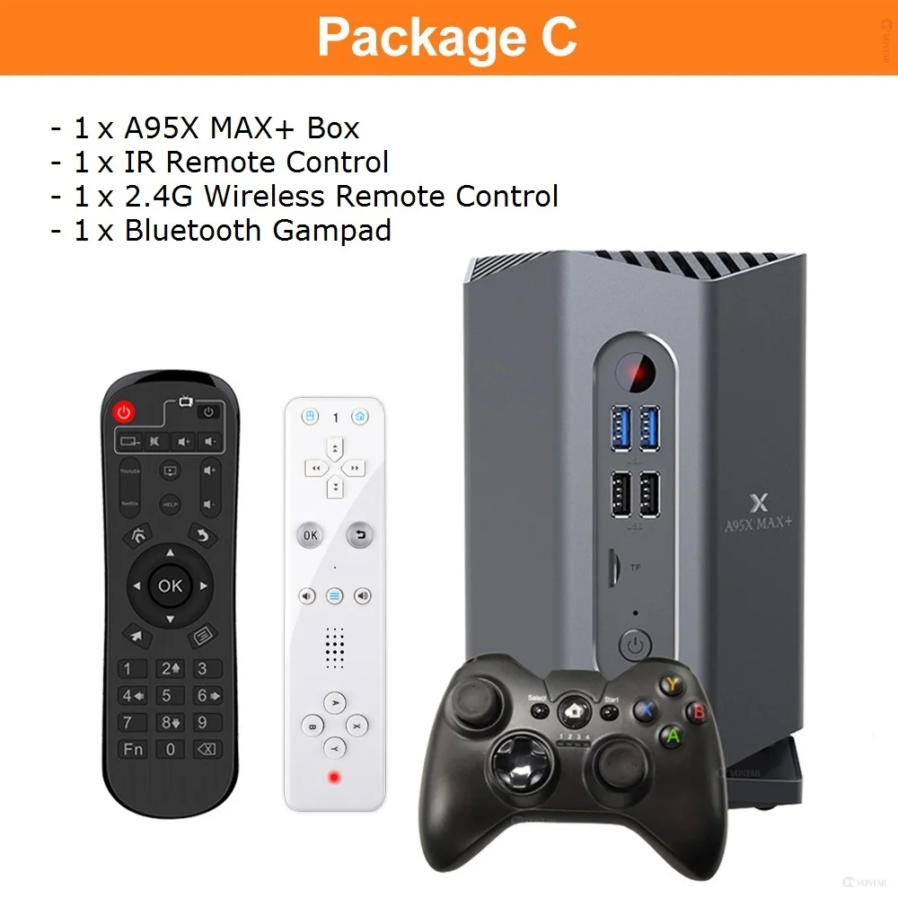 Package 2 Игровой ТВ приставка A95X MAX PLUS Amlogic S922X Android 9,0 ТВ приставка 4 Гб ОЗУ 64 Гб ПЗУ 1000 м двойной Wifi OTA PLEX медиасервер плеер - Цвет: Package 2