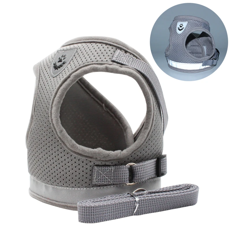 

Dog Harness Leash-Set Reflective Puppy Kitten Walking Lead Collars Breathable Mesh Vest Adjustable Dog Harness