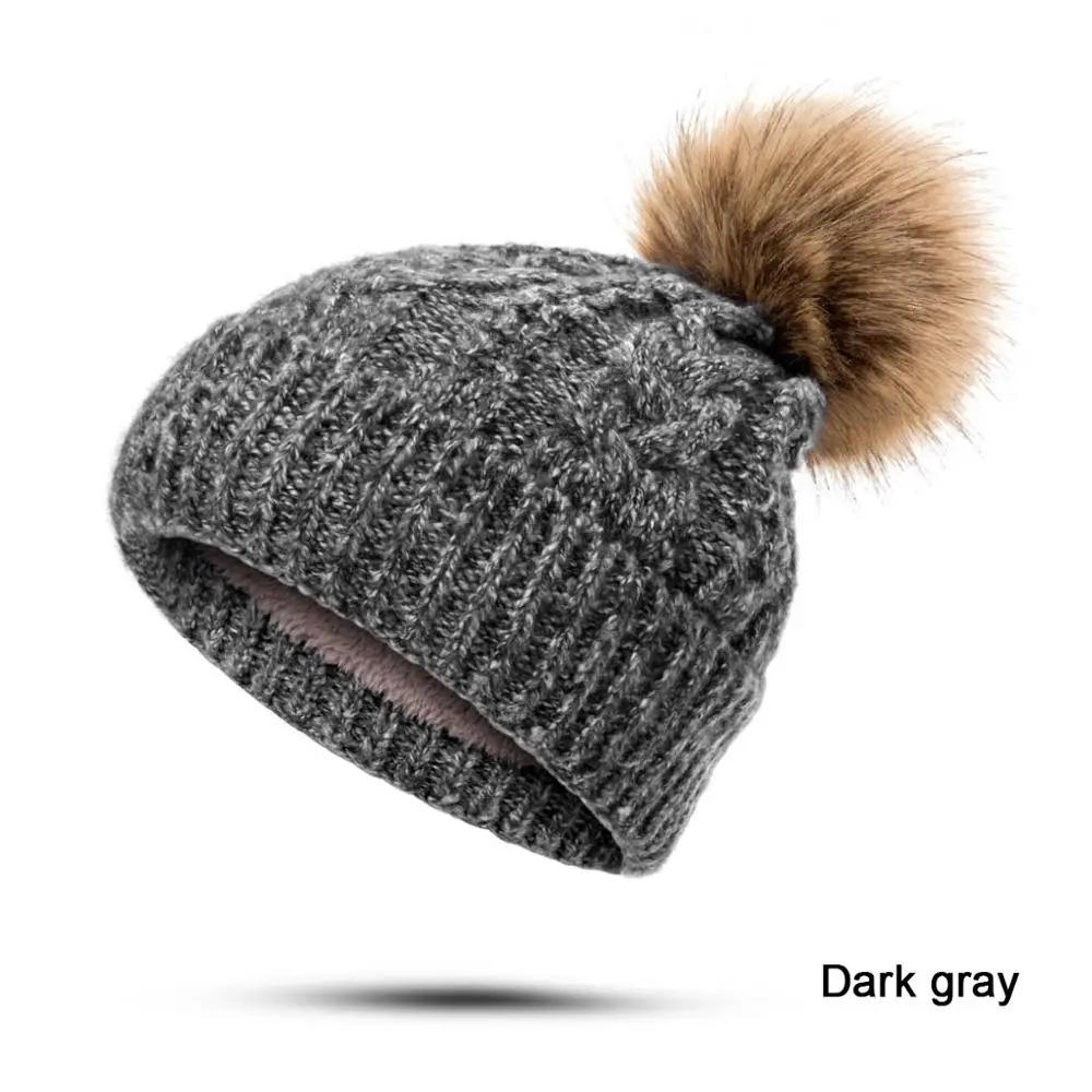DMROLES/новая шерстяная шапка из грубой шерсти, мягкая детская зимняя теплая шапка, зимняя шапка для девочек, плотная вязаная шапка, шапка для родителей и ребенка 5 лет - Цвет: F