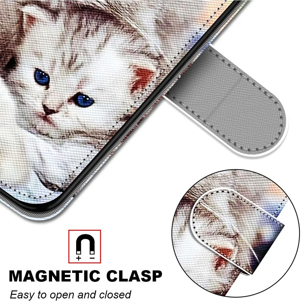 Flip Case For Huawei Y5 Prime Y6 Prime Y7 Prime Pro 2018 2019 2017 Y5 Case Leather Wallet Book Cute Anime Flower Cat Phone Cover belt pouch for mobile phone