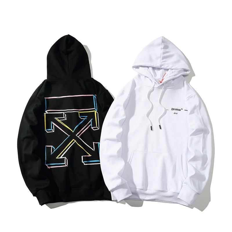 3D цветная стрела 19ss Off-White OW Мужская/Женская осенне-зимняя хлопковая модная повседневная свободная толстовка с капюшоном куртка с капюшоном