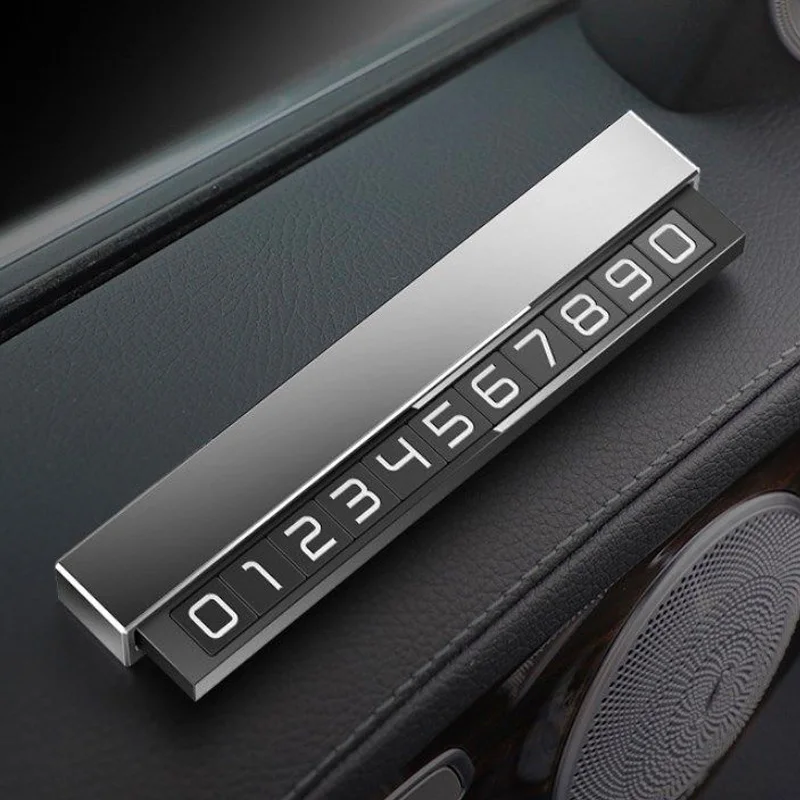 Car Temporary Parking Card Aluminum Alloy Luminous Magnetic Hide Mobile Phone Telephone Number Plate Card Auto Sticker Interior