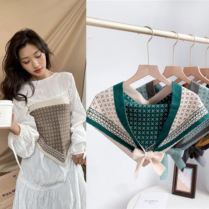 

NEW Chic triangle Cashmere Knitted Wool Scarf Shawl Waistcoat soft neck bandana foulard Shoulder Collar Women's Accessories