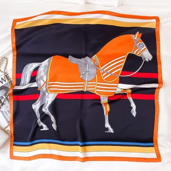 

Large Size Square Scarf Women Real Silk Neck Wrap Design Print Horse Lady Scarves Foulard Bandana Female Stole 2020 Fashion