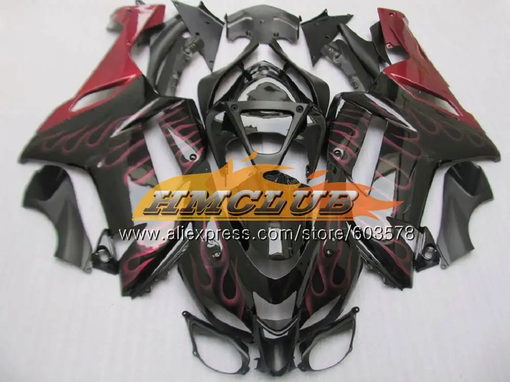 No. 7 Red flames Средства ухода за кожей для KAWASAKI NINJA ZX 6R 6 R 600CC ZX636 2007 2008 32CL. 0 ZX600 ZX-636 ZX-6R 07 08 ZX 636 ZX6R 07 08 обтекатель фабрики "красный - Цвет: No. 7 Red flames