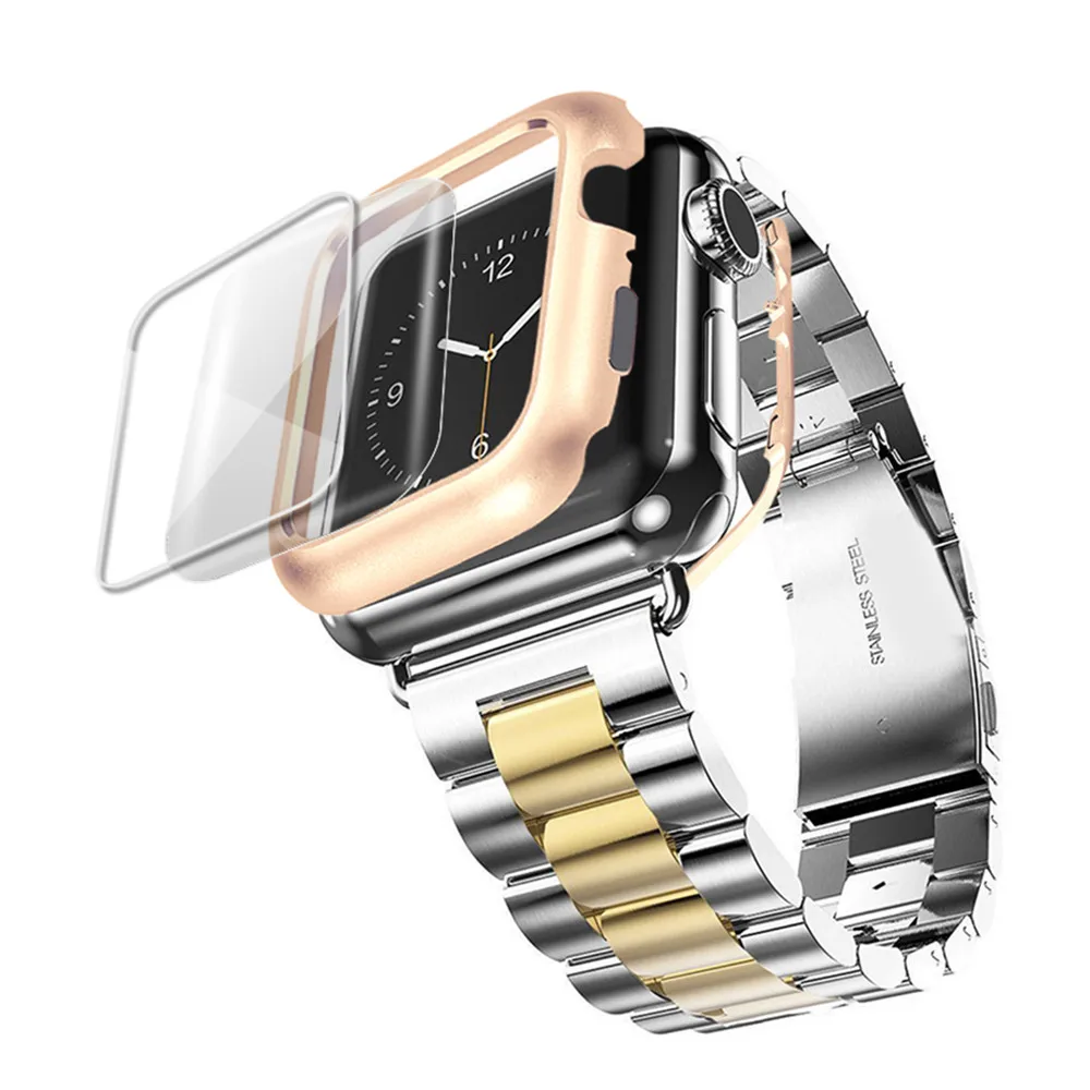 Чехол из нержавеющей стали+ ремешок для apple watch band 44 мм/40 мм apple watch 5 4 3 band iwatch band 42 мм/38 мм браслет ремешок для часов+ пленка