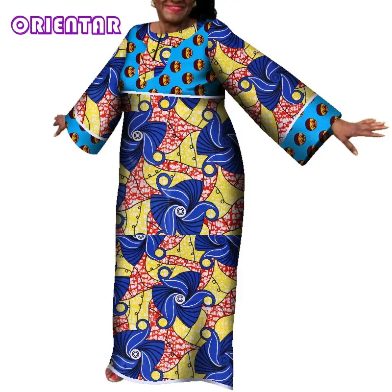 Традиционные африканские платья для женщин длинное осеннее платье макси повседневное Хлопковое платье с принтом женская одежда на заказ Плюс Размер WY118 - Цвет: 12
