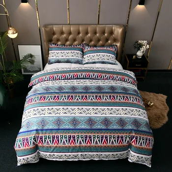 

Bonenjoy Bed Linen 2sp Bohemia Style Striped Double Size Duvet Cover Sets housse de couette Bedding Set Queen Bed Cover