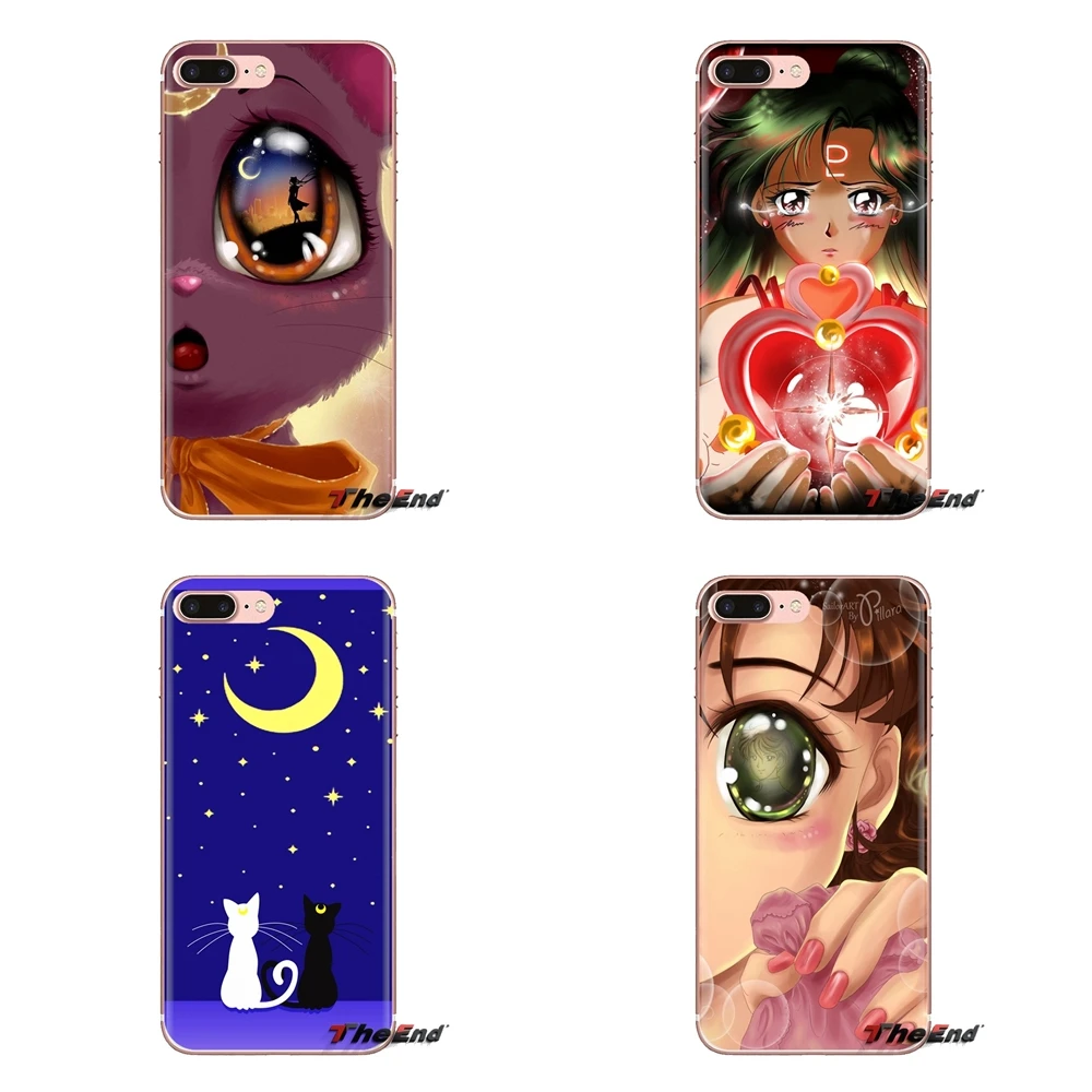 Transparent Soft Shell Covers anime sailor moon lune cat For Samsung Galaxy A3 A5 A7 A9 A8 Star A6 Plus 2018 2015 2016 2017 |