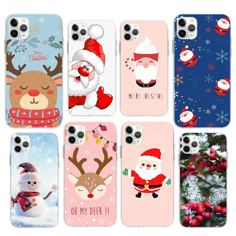 Рождественский чехол с новым годом для Apple iPhone 12 Mini 11 Pro X XR XS Max 7 8 6 6S Plus 5 5S SE 2020