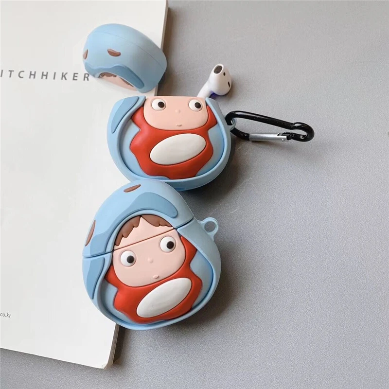 3D милый мультяшный Ponyo беспроводной Bluetooth чехол для наушников для Apple Airpods 2 Силиконовый чехол для наушников s защитный чехол для Airpods